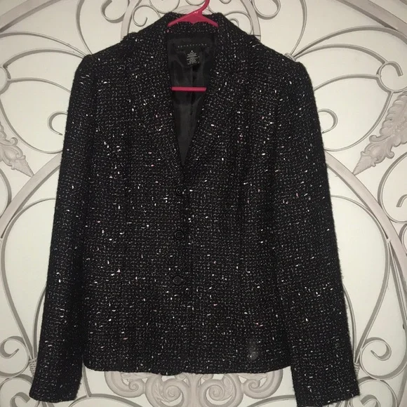 Apostrophe Jackets Coats Black Tweed Blazer With Pinkwhite